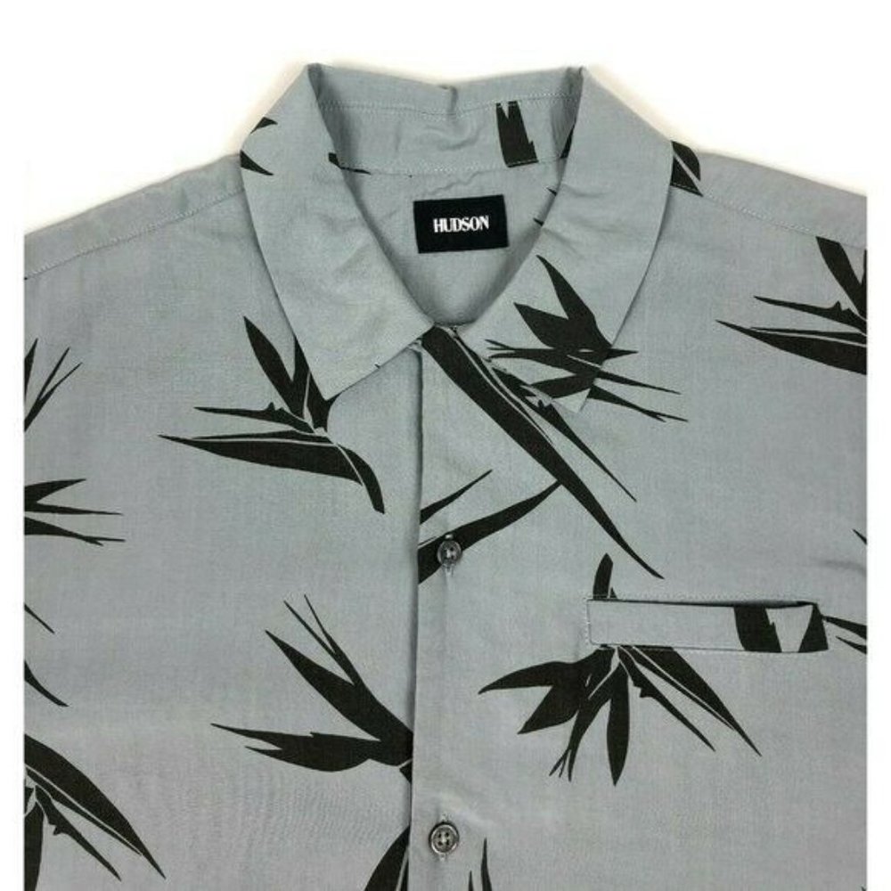 Hudson Mens XL Camp Collar Printed Short Sleeve Button Front Hawaiian Shirt - Picture 5 of 8